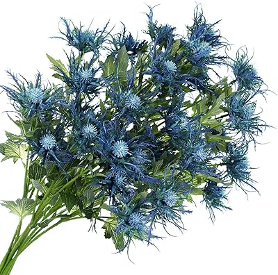 Bouquet of blue artificial thistle flowers, pack of 5, for the house, the decoration of wedding party, the kitchen, the office, the crèche.. DIAYTAR NIGERIA: Where every shopping need is met with affordable prices and timely delivery.