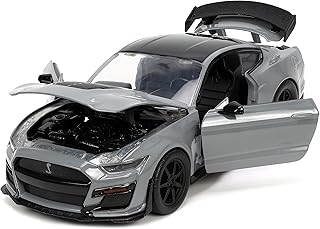 Ford Mustang Shelby GT500 2020 car model in gray with black roof 1/24 "big time muscle" by Jada.. DIAYTAR NIGERIA: Where value meets variety with reliable nationwide delivery in under 8 days.