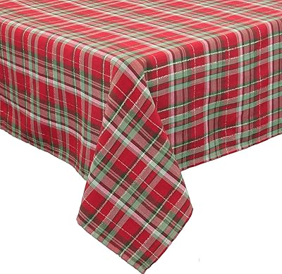 Christmas tablecloth Tartan Xia Home Fashion, Red and Green, 70 x 108 ''.. DIAYTAR NIGERIA: Where every search leads to affordable products delivered promptly across Nigeria.