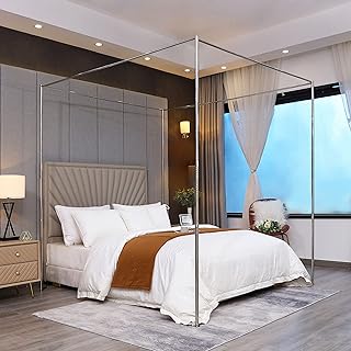 Full-size bed awning, thick stainless steel bed frame, 4 corner bed posts for metal bed, anti-mosquito curtains and bedroom decoration.. Need something fast? Order it now from DIAYTAR Nigeria.