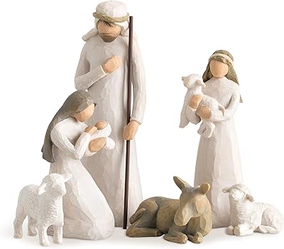 Set of 6 nativity figurines carved and hand painted by Willow Tree.. DIAYTAR NIGERIA: Where affordability meets variety, with thousands of products delivered in less than 8 days.