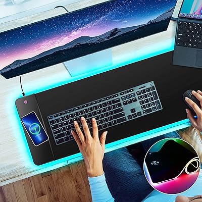 Large RGB game mouse mat for keyboard and mouse, extended mouse mat for wireless loading, water resistant, 12 lighting modes for desktop and computer.. Your shopping journey simplified with DIAYTAR NIGERIA's vast selection and budget-friendly shipping.