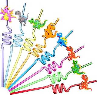 Goodrun 24 pieces reusable dinosaur straws 8 styles, plastic drinking straws for children Safari dinosaur and jungle, birthday party decoration supplies on the theme of dinosaurs.. The future of Nigerian shopping is here — DIAYTAR Nigeria.