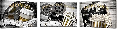 Set of 3 scenes of scene of vintage cinema concept Mural art film projector in leaf.. Experience the convenience of boundless shopping with DIAYTAR NIGERIA's vast selection and quick delivery.