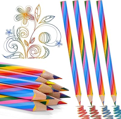 Rainbow pencils, 12 pieces 4-colored pencils in 1, pre-aigued wooden pencils for coloring pounds, drawing and sketches, set of triangular colored pencils for children.. DIAYTAR NIGERIA connects you with endless possibilities through our affordable e-commerce platform.