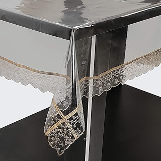 Oriental Weavers Large Table cover in transparent PVC for 6 to 8 people, size 60 x 90 inches, durable and thick without joints, reversible edges in golden embossed lace of 0.25 mm, imported transparent, 1 piece 150 x 225 cm. ... DIAYTAR NIGERIA: Where every shopping need is met with affordable prices and timely delivery.