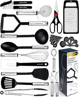Home Hero 25 -room kitchen utensils - Nylon and stainless steel kitchen battery with spatula - Utensiles and kitchen gadgets box.. Nigeria's favorite online shopping platform, DIAYTAR offers unbeatable prices and delivery within a week.