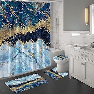 Set of black marble bathroom curtains with carpet.. A world of products at your fingertips — thanks to DIAYTAR Nigeria.