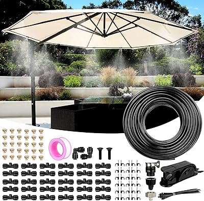 Cooling system by terrace misting with 82-ft PE misting line (25 m) and 30 misting nozzles + 3 tap adapters for garden, porch, fan, parasol, backyard (82 ft (25 m) 30 nozzles).. DIAYTAR NIGERIA bridges the gap between desire and affordability with nationwide delivery in under 8 days.