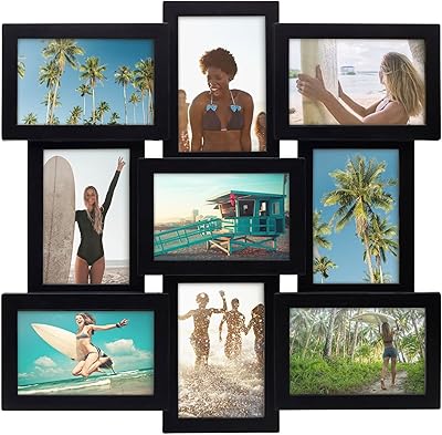Melanco 9 -hole collage frame, 18 x 18 inches, displays four photos 4 x 6 and five photos 6 x 4 inches, black.. DIAYTAR NIGERIA: Making online retail accessible to all with affordable nationwide shipping.