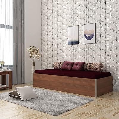 Simple bed in spacewood engineering wood with storage box (particle board - rigato walnut).. DIAYTAR NIGERIA: Bringing quality products to your doorstep at prices that won't break the bank.