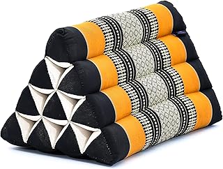Leewadee triangular pillow - Ergonomic file for television or reading, tilted pillow relaxing in ecological kapok, 20 x 13 inches, black orange.. DIAYTAR NIGERIA: Where shopping is affordable, selection is vast, and delivery is always reliable.