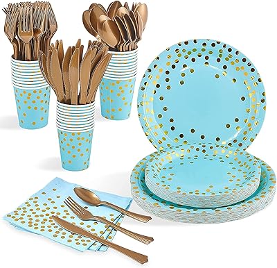 Blue and gold party supplies 175 tableware of tableware.. DIAYTAR NIGERIA: Where value meets variety with reliable nationwide delivery in under 8 days.