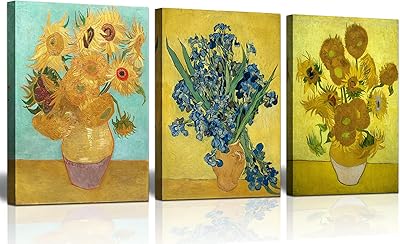 3 sunflower and iris panels by Vincent van gogh modern reproduction of paintings.. Discover the perfect balance of price and convenience with DIAYTAR NIGERIA's nationwide e-commerce platform.