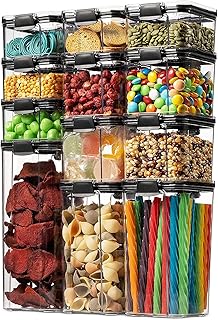 U-Home Lot of 12 hermetic boxes of food storage with lockable lids, 12 boxes of kitchen storage for pantry, stackable boxes for cereals and dry without BPA for dry food, flour, sugar (lot of 12).. Click, pay, receive — DIAYTAR Nigeria makes online shopping seamless.