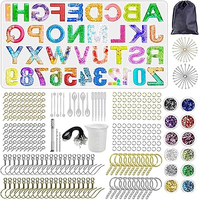 Kit of 353 resin molds for DIY - Silicone molds in the shape of a letter with 26 alphabets and ten digits for jewelry, key holders, necklaces, earrings, manual resin work.. DIAYTAR NIGERIA: Your trusted marketplace that combines variety, affordability and reliable shipping.