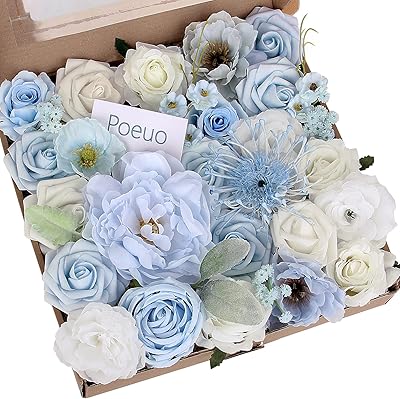 Bouquet of bouquet of white and blue luxury artificial flowers in silk foam for decoration.. Experience shopping satisfaction with DIAYTAR NIGERIA's vast selection and budget-friendly delivery options.