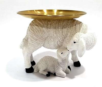 Interior decoration figurine in the shape of a sheep and small letters (delivered with a versatile plate) for occasions such as Eid al Adha, decorative sculptures, white (20 x 17 x 16 cm)... Your ultimate shopping destination, DIAYTAR NIGERIA combines extensive selection with affordable shipping.