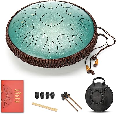 Steel tongue therapy drum 15 Steel 14 "notes sheets with transport bag and mallets.. Nigeria shops with DIAYTAR — wide selection, fast shipping, and great value.