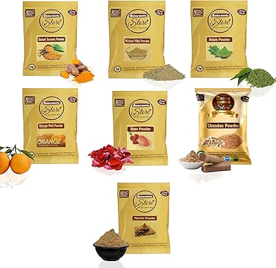 Online quality store A set of Multani Mitti 50 grams powder, with Kasturi 50 gram turmeric powder, 50 gram orange powder, 50 gram neem powder, 50 gram chandan powder, 50 grams pink powder and 50 gram liquorice powder.. Discover why DIAYTAR NIGERIA is the smart shopper's choice for affordable products delivered nationwide.