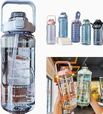 Large bottle of Motivation Water Doyoung 2L with time markers (blue).. Experience the convenience of boundless shopping with DIAYTAR NIGERIA's affordable platform and quick shipping.