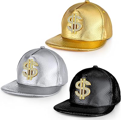 Funny hat, baseball cap, 3pc golden hat, golden rapper hat, hip hop hat adjustable from the 80s and 90s, dollar sign, golden snapback hat, leather edge, unisex adjustable outdoor hat for women and men.. Thousands of items at your fingertips — DIAYTAR Nigeria makes it happen.