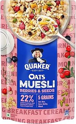 Quaker Oats Muesli 700g, flavor bays and seeds, oat cereals for breakfast.. Discover thousands of products on DIAYTAR Nigeria — from fashion and electronics to home goods. We guarantee quick delivery and competitive pricing across the board.