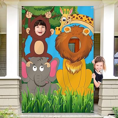 Animal Safari Safari birthday party decoration, Funny jungle animal fabric, Birthday party supplies with face in a hole in a hole in a hole in a hole in a hole.. DIAYTAR NIGERIA: Where shopping dreams come true with budget-friendly prices and nationwide shipping.