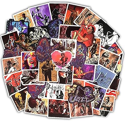 AKOD waterproof vinyl stickers for laptop, water bottle, mobile, skateboarding, luggage (jazz, 50 pieces).. DIAYTAR NIGERIA revolutionizes online shopping with competitive prices and reliable 5-8 day delivery.