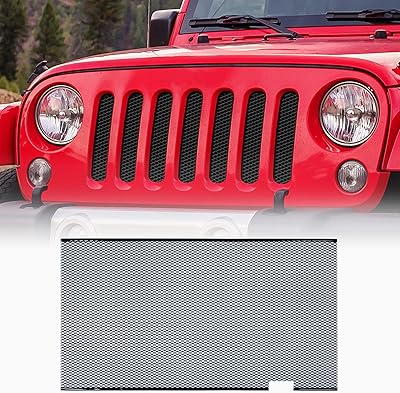Aluminum calendre insert for Jeep Wrangler JK JKU 2007-2018, interior metal grille front in aluminum alloy, black rhombic hole with an 86 % open zone.. Shop with purpose at DIAYTAR NIGERIA and receive your purchases at unbeatable prices within the week.
