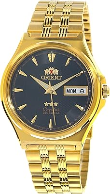 Classic automatic watch for men orient tristar with black gold dial ab02001b (fab02001b) - gold, gold, bracelet.. Experience shopping satisfaction with DIAYTAR NIGERIA's vast selection and nationwide delivery service.