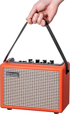 Acoustic/electric guitar amplifier, portable bluetooth amplifier 15 W for acoustic/electric guitar with echo effect, 2 -strip equalizer, orange.. DIAYTAR NIGERIA brings the market to your fingertips with affordable prices and swift delivery services.