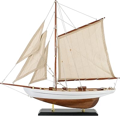 SAILING Story wooden sailing boat model for sailboat decoration, ivory yacht decorative yacht model with ancient finish.. More than a store — DIAYTAR Nigeria is your shopping partner.