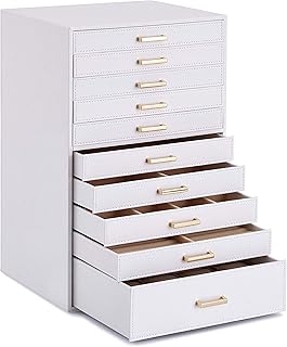 Mervil Extra wide jewelry box, organizer jewelry box for necklaces, earrings, bracelets, rings, storage case for leather jewelry PU 10 layers, gift for women girls, white.. DIAYTAR NIGERIA: Where affordability and variety meet with convenient delivery within 8 days.