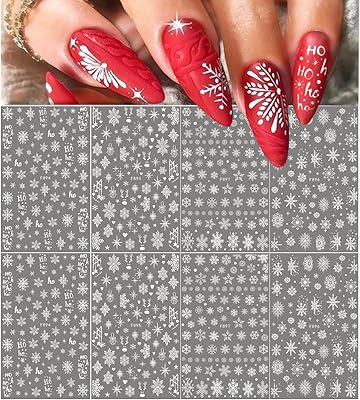 Snowflake sticker for nail art - 8 sheets of 3D white snowflake stickers for Christmas art accessories, snowflake transfer sheet, manicure decal, snow, winter, Christmas nail decorations... Nigeria's most diverse e-commerce platform delivers quality and affordability to your doorstep in 5-8 days.
