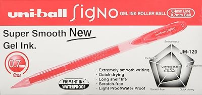 Signo UM120 UM120 UM120 ball pen with a fine point gel 0.7 mm, red (12).. DIAYTAR NIGERIA: Simplifying access to thousands of products with affordable nationwide shipping.