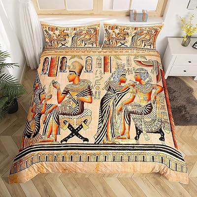Luxury Egyptian bohemian luxury duvet cover, vintage Egyptian culture pattern, children's duvet cover, boys and girls, adolescent bedroom decoration, 3 rooms, King size bedding.. The smarter way to shop online in Nigeria is through DIAYTAR Nigeria.