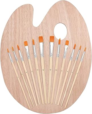 Set of brushes with wooden palette (12 brushes) and block.. DIAYTAR NIGERIA: Your one-stop e-commerce destination with affordable prices and nationwide delivery in 5-8 days.