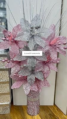 Artificial flowers with glitter Crystal Crown® for vase and home decoration, set of artificial flowers (silver and pink).. Explore a world of choices with DIAYTAR NIGERIA's vast catalog and budget-friendly nationwide shipping.