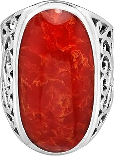 Sterling 925 Aeravida Bold LRG Sterling Sterling Ring with a Complex Corail Red Coeur.. Experience hassle-free shopping with DIAYTAR NIGERIA's user-friendly platform and prompt delivery service.