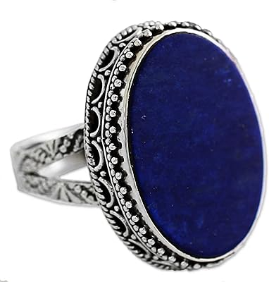 Lapis-Lazuli cocktail ring made by hand in sterling silver with pea.. DIAYTAR NIGERIA: Your partner in affordable shopping with nationwide delivery in just 5-8 days.