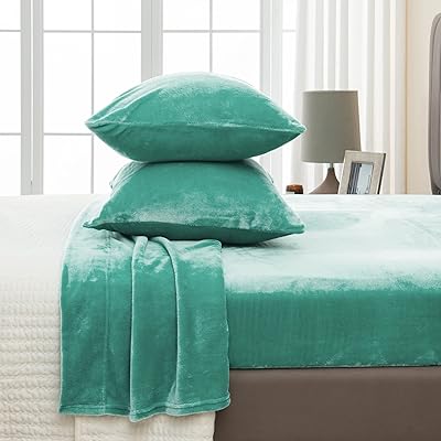 Great by Home Bed set as an ultra -soft and comfortable united velvet velvet, luxury sheets with deep pockets. luxury velvet set (double, turquoise).. DIAYTAR NIGERIA: Where quality products become affordable with our nationwide shipping service.