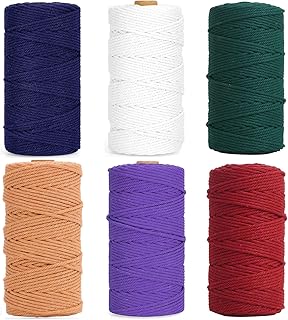 Primify 6 pieces in 3 mm cotton rope, colorful cotton rope, Macramé of durable natural color handmade for handcrafted walls, hanging plants, ties, gardening, home decorations (6 x 100 m).. Shop with confidence at DIAYTAR NIGERIA, Nigeria's premier affordable e-commerce platform.