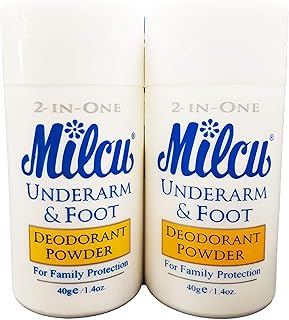 Deodorant powder for armpits and Milco feet, 40 g per bottle, pack of 2.. DIAYTAR NIGERIA connects you with endless possibilities through our affordable e-commerce platform.
