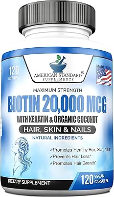 Biotin hair growth capsules, coconut and American standard zinc for adults (20,000 mcg, 120 units).. DIAYTAR NIGERIA delivers on our promise of variety, affordability, and prompt nationwide shipping.
