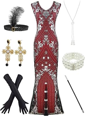 Long Gatsby Sequins Dress of the 1920s, long evening dress, end -of -year ball with set of accessories.. DIAYTAR NIGERIA delivers on our promise of variety, affordability, and prompt nationwide service.