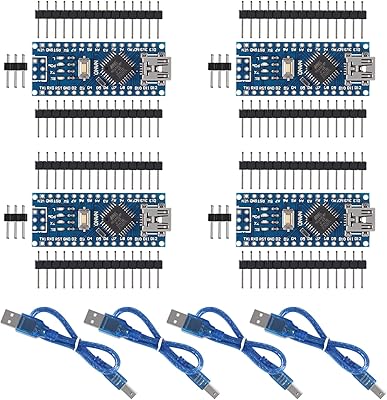 4 pieces mini nano v3.0 ATMEGA328P 5V 16m mini USB control card with 4 USB cables compatible with Arduino Nano v3.0.. Your trusted shopping companion, DIAYTAR NIGERIA delivers affordable solutions in just 5-8 days.
