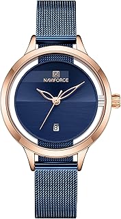 Navaforce watch for women in stainless steel with blue dial and chronograph bracelet - NF5014 -RGBE.. Everything you need is just a click away with DIAYTAR Nigeria — shop now and receive your order in days.