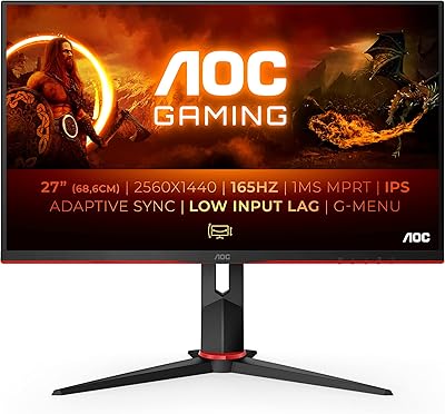 27-inch QHD Q27G2S AOC monitor, 165 Hz, 1 ms MPRT, IPS, Freesync, G-Sync compatible, height adjustment, game modes (2560 x 1440 @ 165 Hz, 370 CD/M2, HDMI 2.0 x 2, Displayport 1.4 x 1).. DIAYTAR NIGERIA connects Nigerians with quality products at affordable prices, delivered in 5-8 days nationwide.