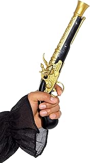 Realistic pirate gun with the banded eyes of Smiffy, 30 cm long, black/gold.. Experience hassle-free shopping with DIAYTAR NIGERIA's user-friendly platform and prompt delivery service.